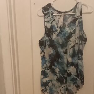 Sleeveless Blue and Black Women's Top